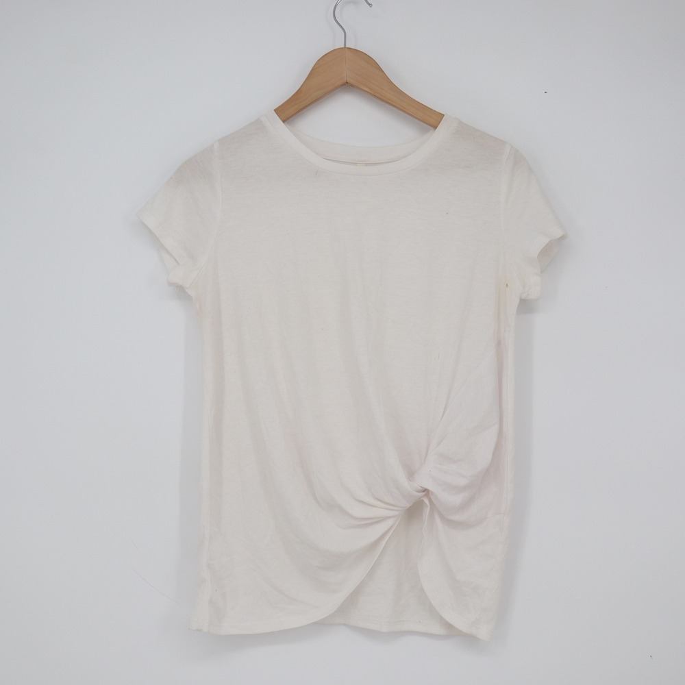 Tresics T Shirt Women's S Ivory Side Knot Twist Front Good